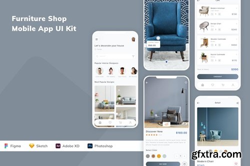 Furniture Shop Mobile App UI Kit 3GU9UK9