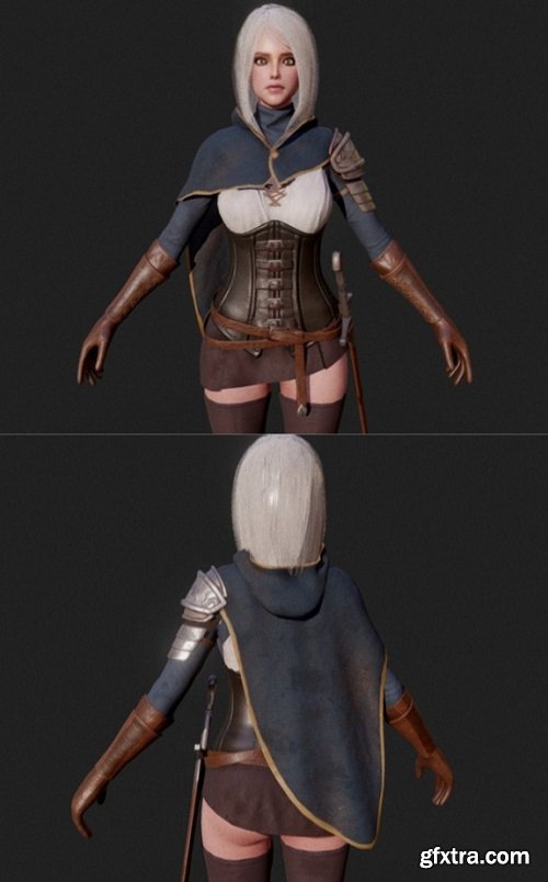 GAME-READY Swordsman Girl 3D Model