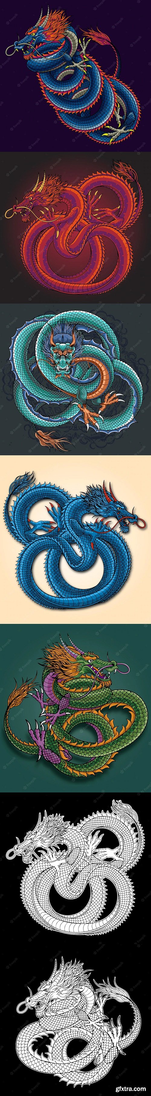 Japanese dragon tattoo vector art