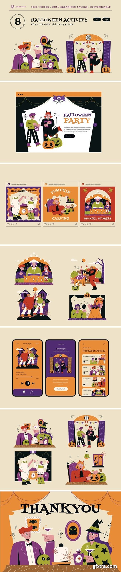 Orange Flat Design Halloween Activity Illustration 92Y42AA