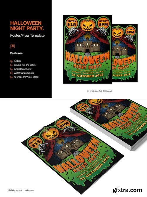 Flyer Poster A4 - Halloween Night JRP9D9T