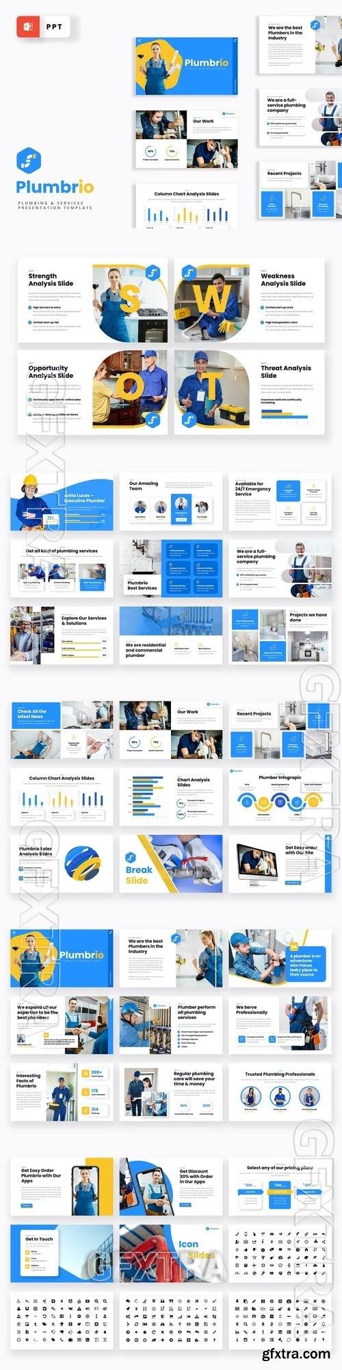 Plumbrio - Plumbing & Services Powerpoint Template GB5FH9M