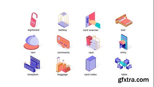 Videohive Hotel - Isometric Icons 39426187