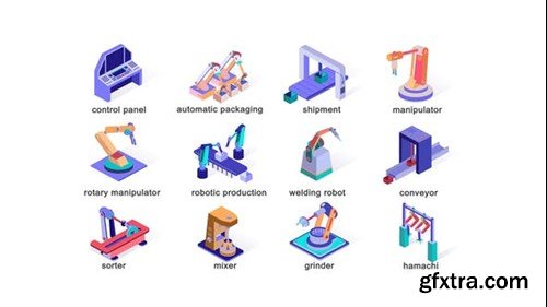 Videohive Manufacture - Isometric Icons 39425664