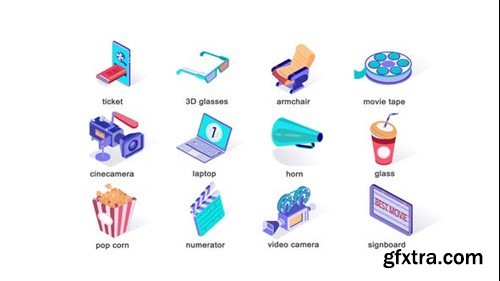 Videohive Cinema - Isometric Icons 39426064