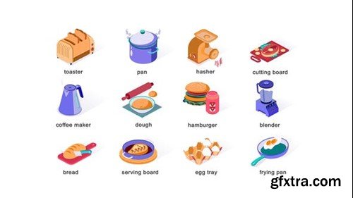 Videohive Kitchen items - Isometric Icons 39425615