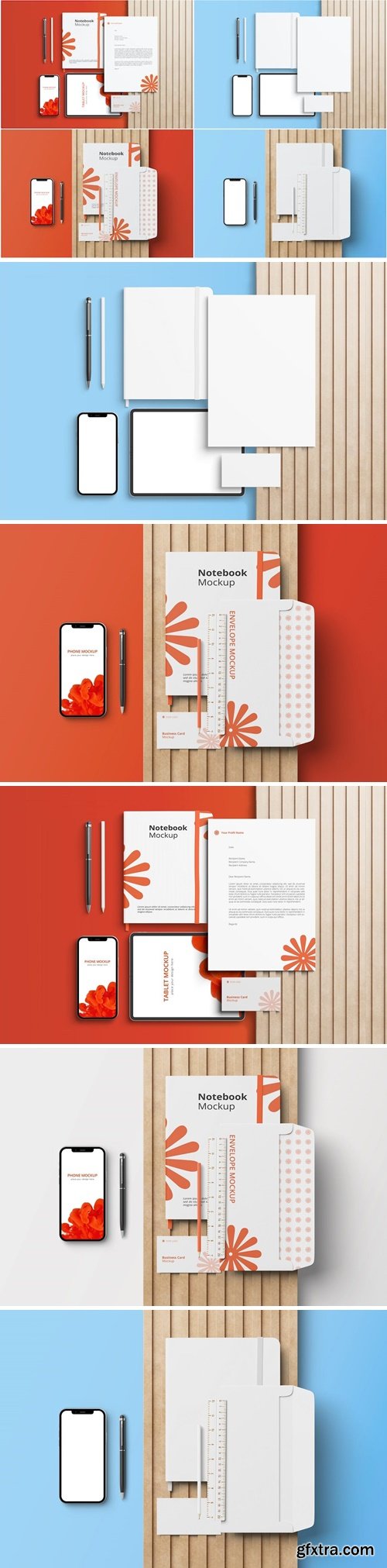 Top View Stationery Mockup V374JWX