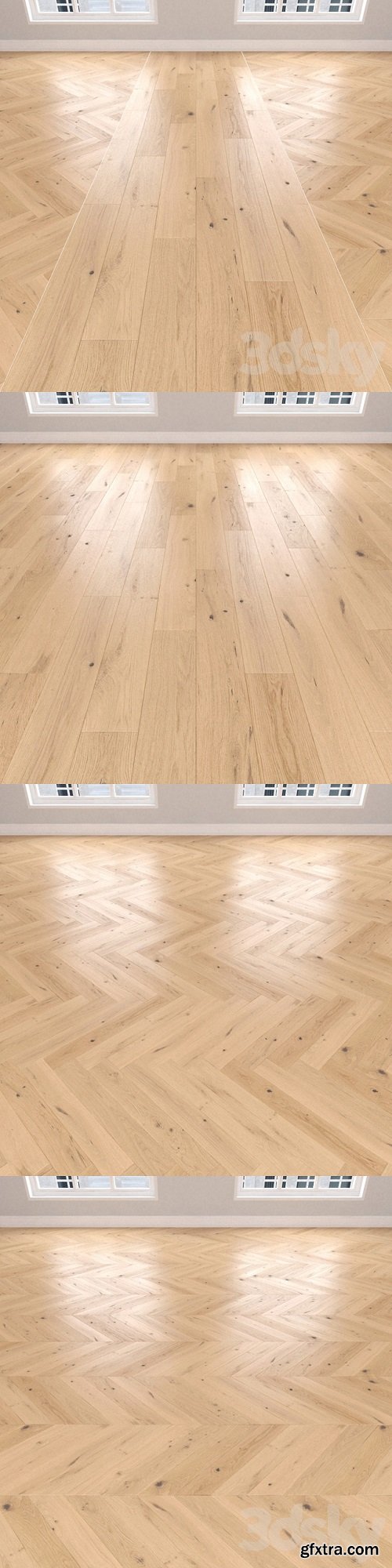 Parquet Oak light, 3 types. Christmas tree, linear, chevron.