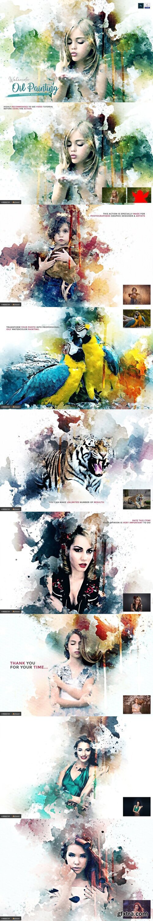 CreativeMarket - Watercolor Oil Painting - PS Action 7090408