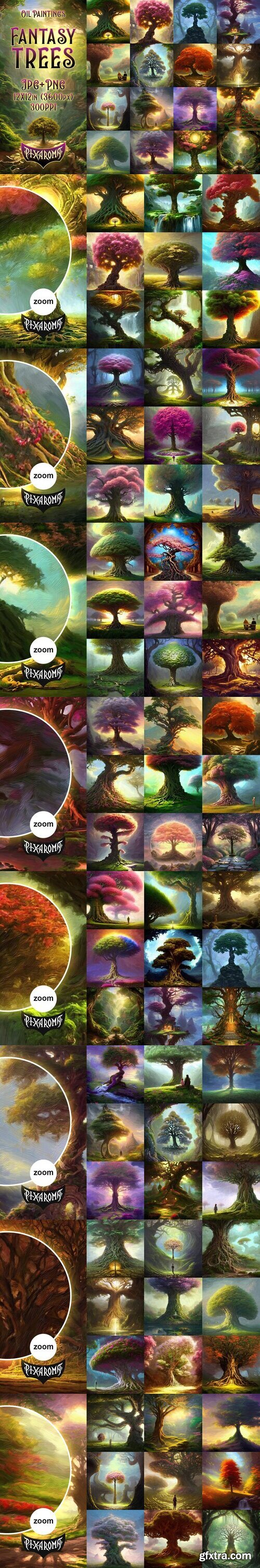 CreativeMarket - 100 Fantasy Trees - Oil Painting Art 7556701