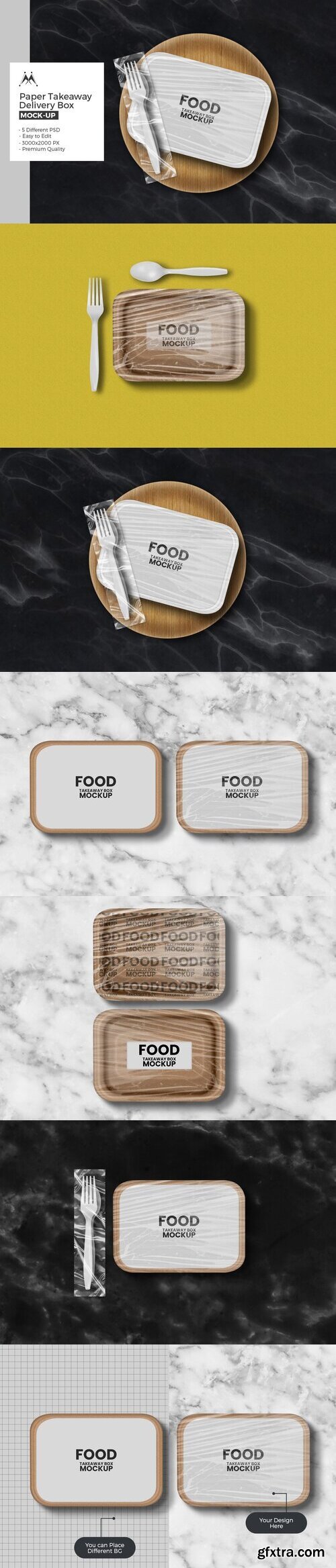 CreativeMarket - Paper Food Delivery Box Mockup 5291529