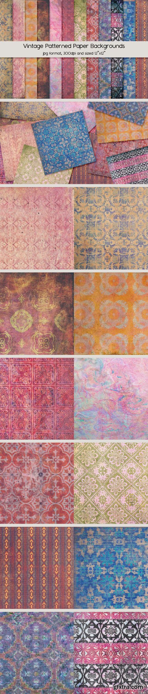 12 Vintage Patterned Paper Backgrounds