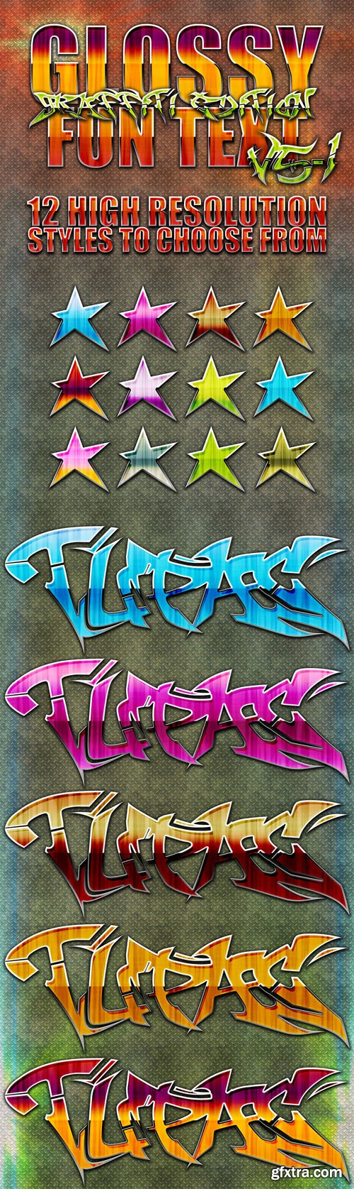 12 Glossy Fun Text Styles - Graffiti Edition