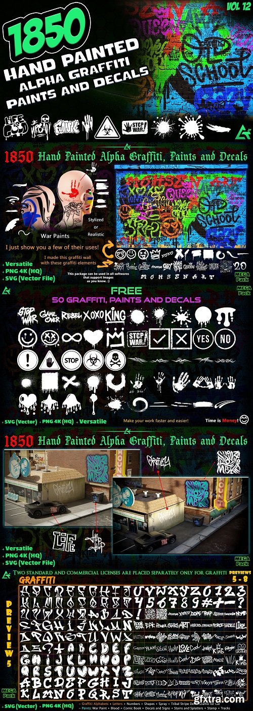 1850 Hand Painted Alpha Graffiti, Paints & Decals (MEGA Pack) - Vol 12