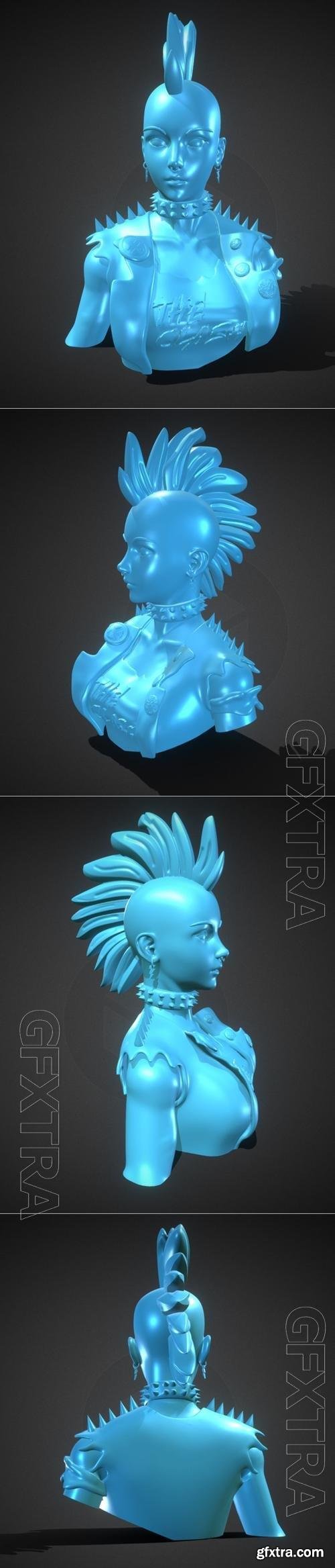 Stylized Punk Storm Bust 3D Print