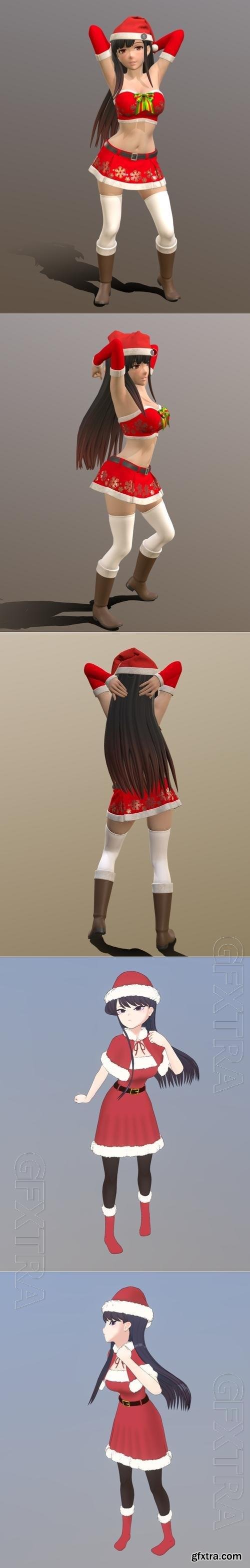 Santa Tifa Nate and Christmas Costume Komi Shouko 3D Print