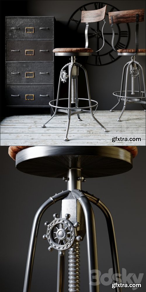 Industrial Clock House Stool