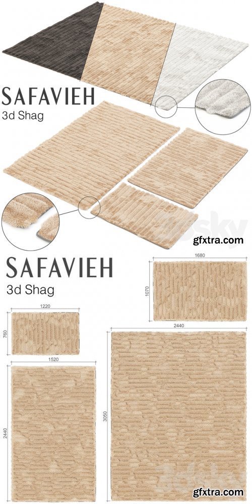 SAFAVIEH 3D SHAG SET