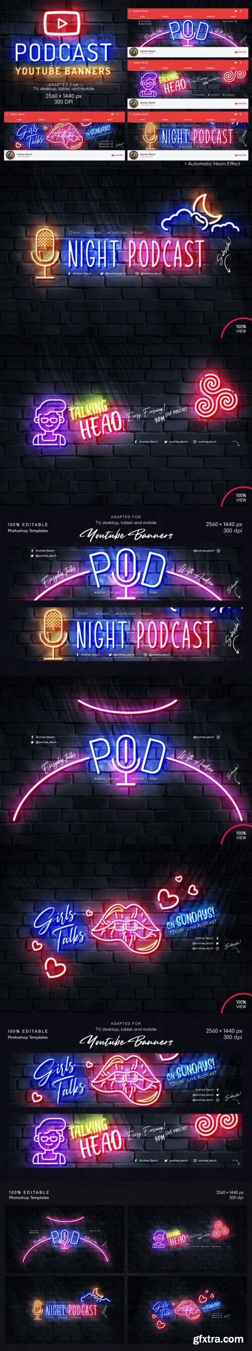 Neon Podcast YouTube Templates