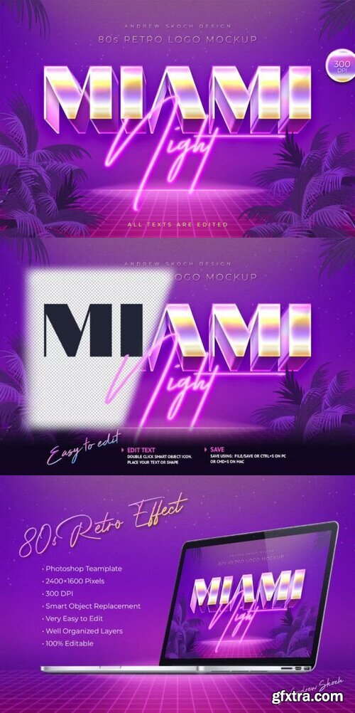 Miami - 80s Retro Logo Mockup