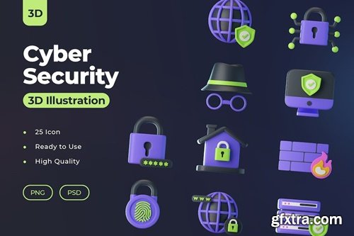 Cyber Security 3D Icon 9P9YBZ8