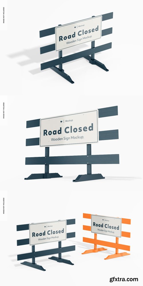 Wooden closed road sign mockup