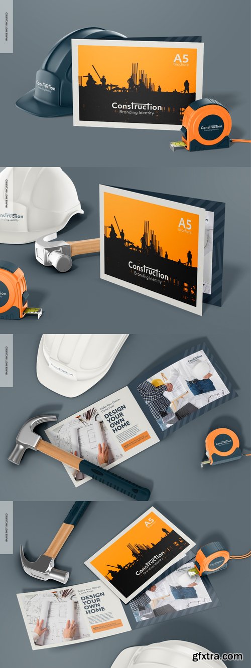 A5 business bi fold brochure mockup