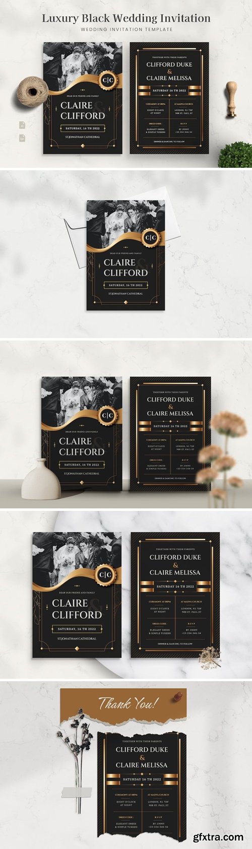 Wedding Invitation - Luxury Black HK922E4