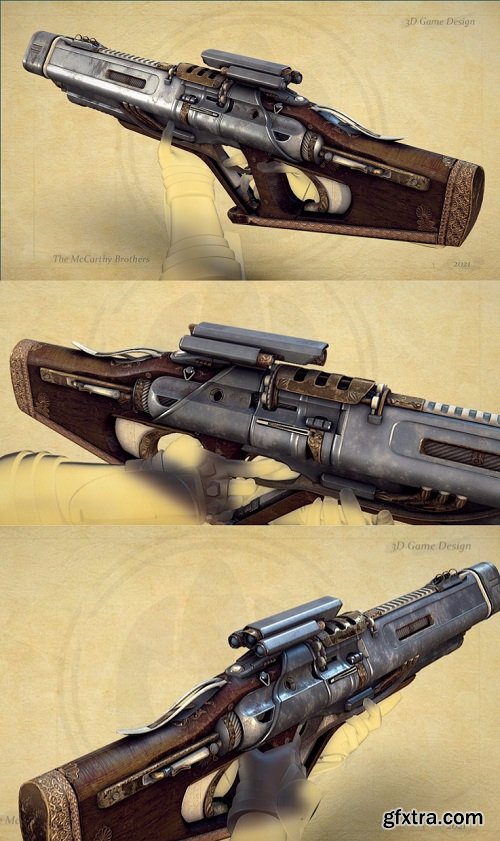 Steampunk Tri-Shot Assault Rifle 3D Model