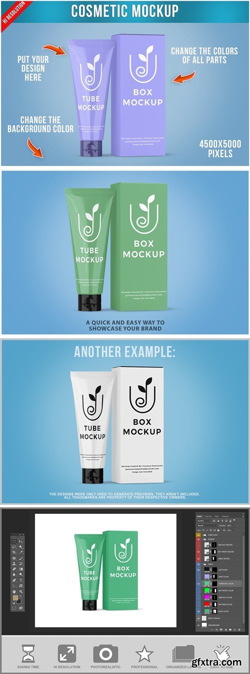 Cosmetic Tube with Box Mockup PSD 4GMZVHU