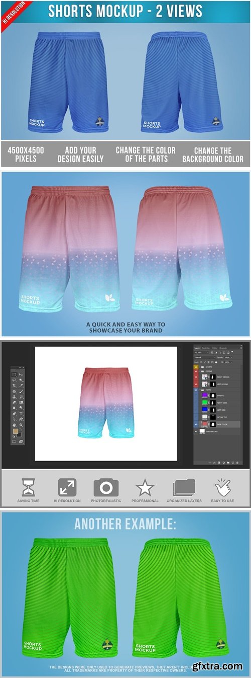 Shorts Mockup Front and Back View PSD NX8UTL5