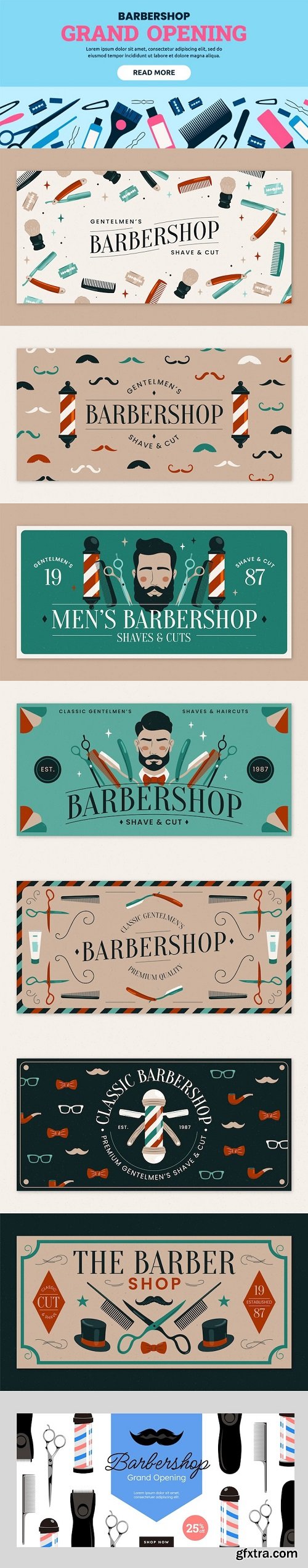 Hand drawn barbershop banner