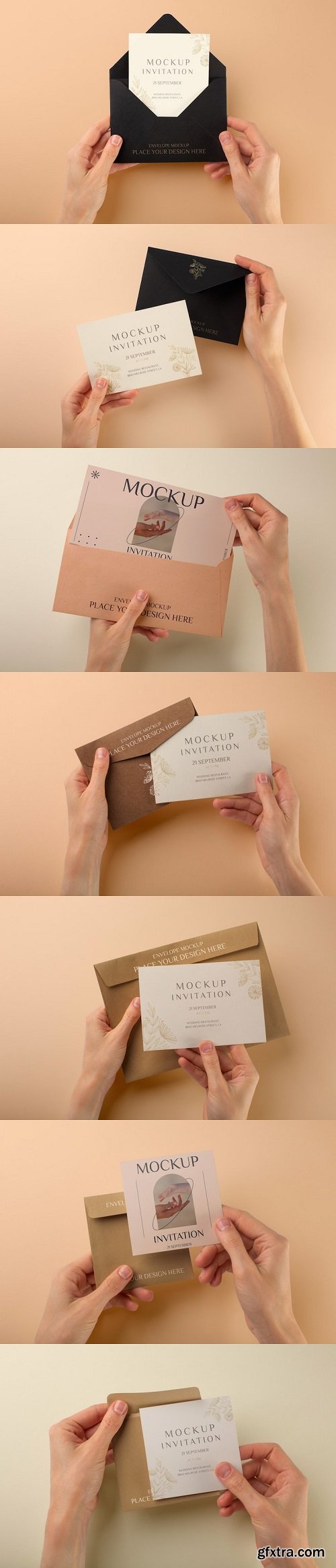 Paper invitation mock-up held by hands