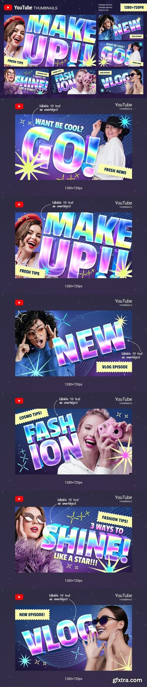 CreativeMarket - Holographic YouTube Thumbnails 7812946