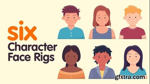 Videohive Six Character Face Rigs - After Effects template 36302913