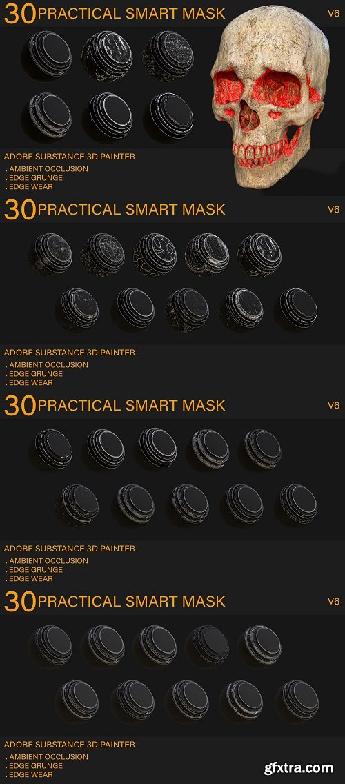 30 Practical Smart Mask - (Ambient Occlusion , Edge Wear , Edge grunge) Adobe Substance Painter - vol6