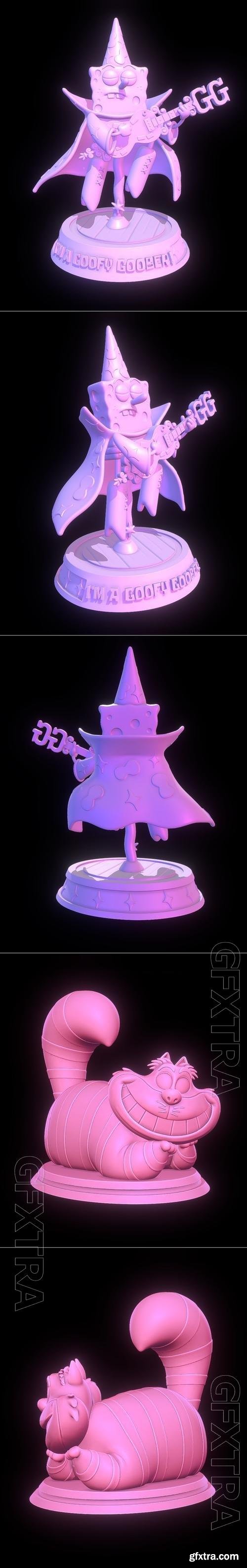 SpongeBob Goofy Goober and Cheshire cat - Alice in Wonderland 3D Print