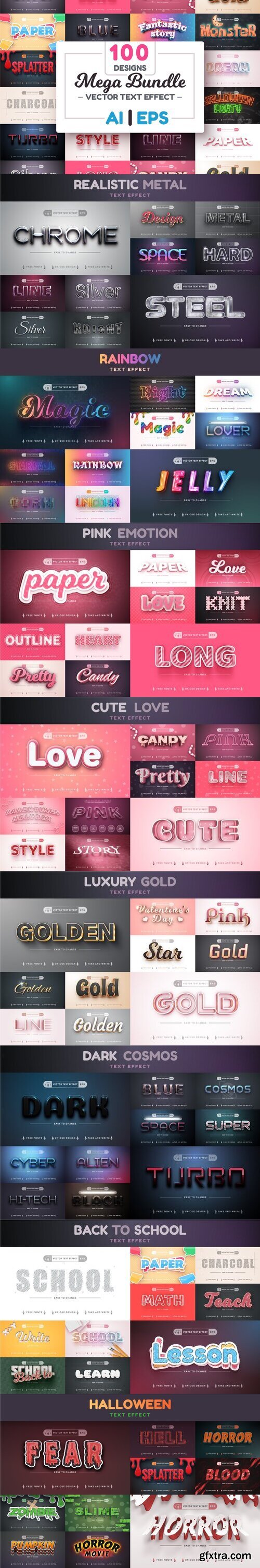 CreativeMarket - Bundle 100 Editable Text Effects 7824900