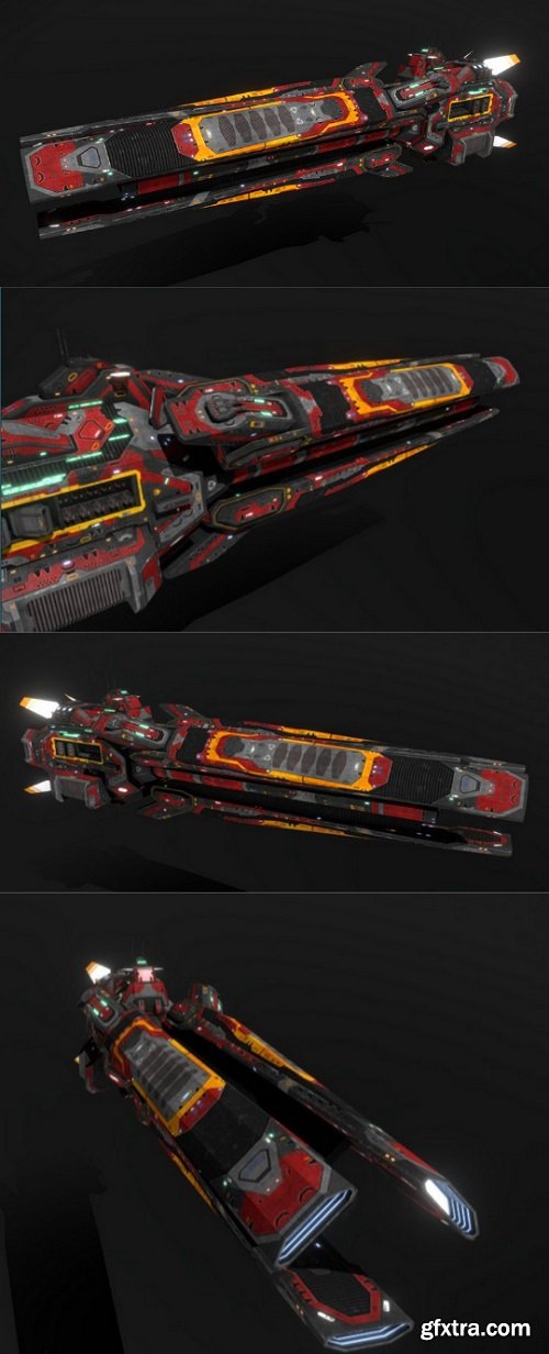 Scifi Siege Battleship Spirit 3D Model