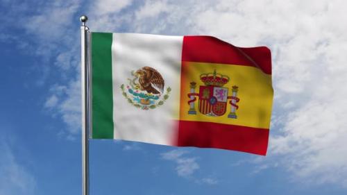 Videohive - Flag of Mexico and Spain with Sky Background - 39596756 - 39596756