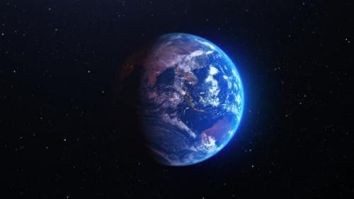 Videohive - Planet earth with moving away or zooming out camera effect, on starry black space background. - 39602633 - 39602633