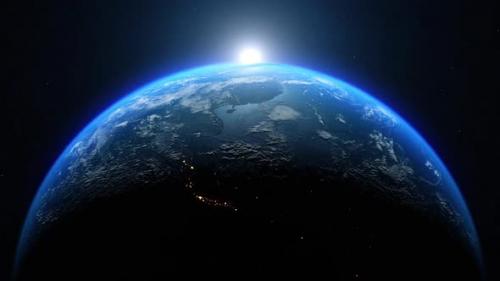 Videohive - Planet Earth globe Sunrise ,beam of light of the sun on the background. - 39603279 - 39603279