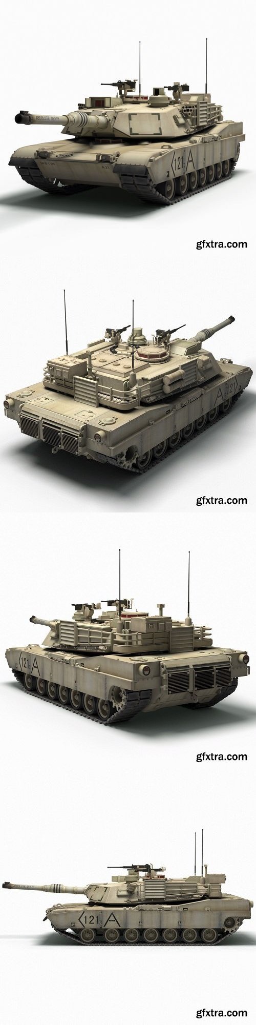 Tank M1A2 Abrams 3d model