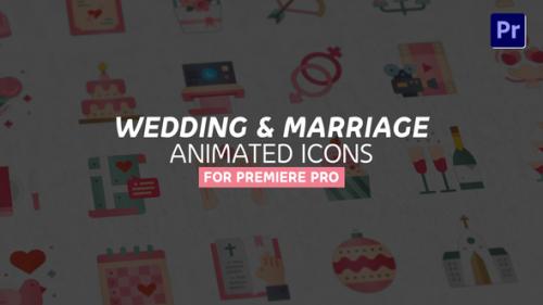 Videohive - Wedding & Marriage Modern Flat Animated Icons - MOGRT - 39551691 - 39551691