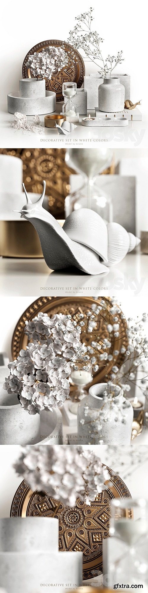 Decorative set in white colors