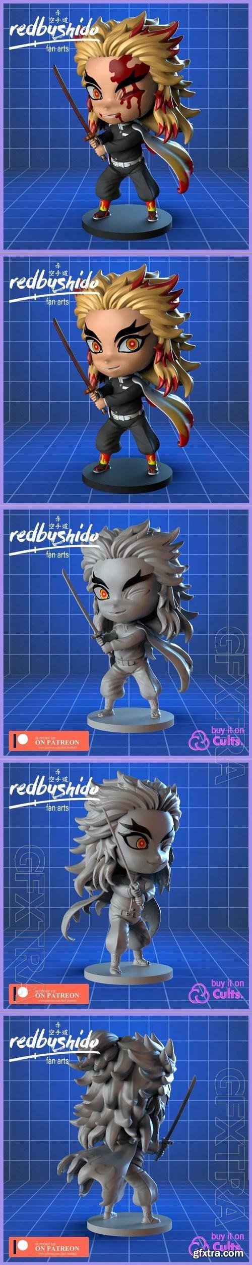 Kyojuro Rengoku Nendoroid Style Fan Art From Kimetsu No Yaiba 3D Print