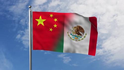 Videohive - Flag of China and Mexico with Sky Background - 39612214 - 39612214