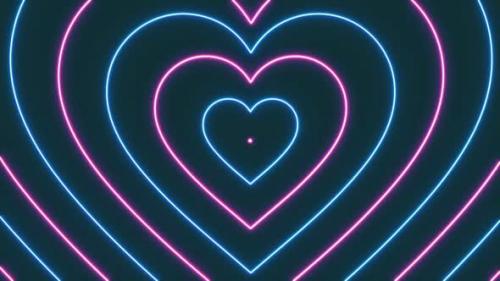 Videohive - Pink And Blue Glowing Hearts Animation Loop - 39613344 - 39613344