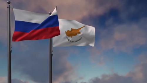 Videohive - Cyprus Flag Waving Along With The National Flag Of The Russia - 2K - 39613804 - 39613804