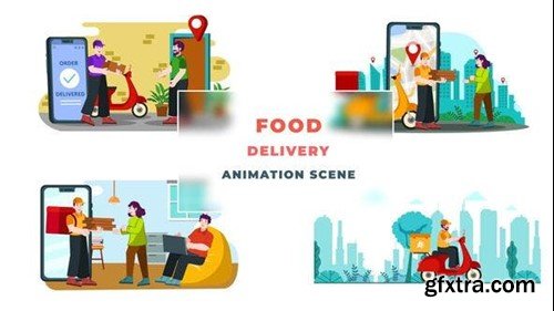 Videohive Online Order Food Delivery Animation Scene After Effects 39652501